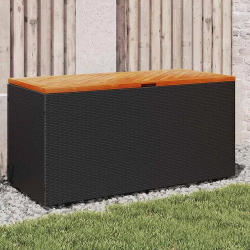 Vrtna kutija za pohranu crna 110x50x54 cm od poliratana i drva - Crna 110 x 50 x 54 cm Crna 110 x 50 x 54 cm Cijena