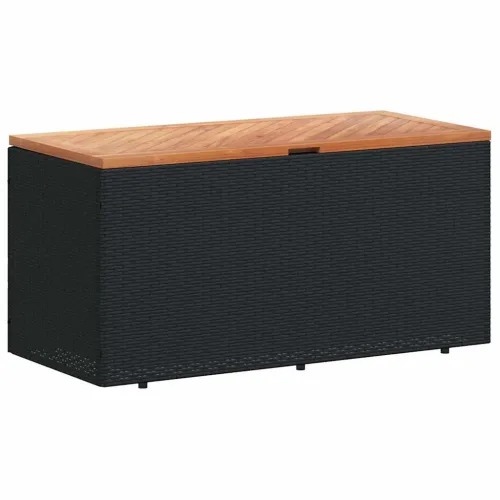 Vrtna kutija za pohranu crna 110x50x54 cm od poliratana i drva - Crna 110 x 50 x 54 cm Crna 110 x 50 x 54 cm Cijena