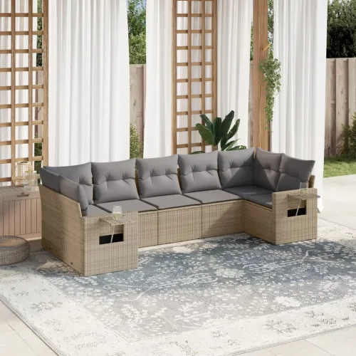 Vrtna garnitura - 7-dijelni set vrtnih sofa od poliratana s jastucima bež - bež i siva 1 Cijena