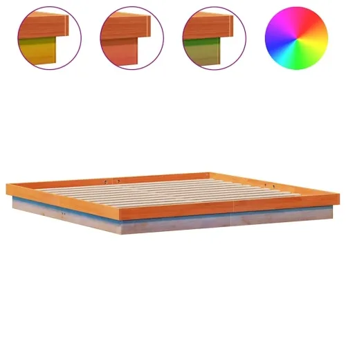 LED okvir kreveta voštano smeđi 200x200 cm od masivne borovine - Voštano smeđa 200 x 200 cm Cijena