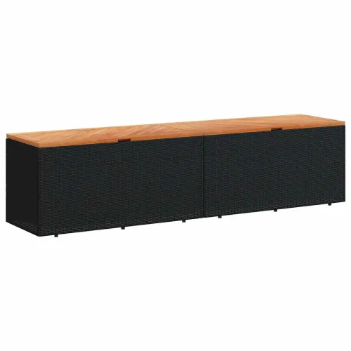 Vrtna kutija za pohranu crna 220x50x54 cm od poliratana i drva - Crna 220 x 50 x 54 cm Crna 220 x 50 x 54 cm Cijena