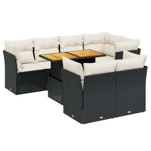 Vrtna garnitura - 8-dijelni set vrtnih sofa od poliratana s jastucima crni - Crna i krem stol + 4x kutna + 3x srednja 1 Cijena
