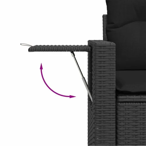 Vrtna garnitura - 9-dijelni set vrtnih sofa s jastucima crni od poliratana - Crna Bez stola 1 Cijena