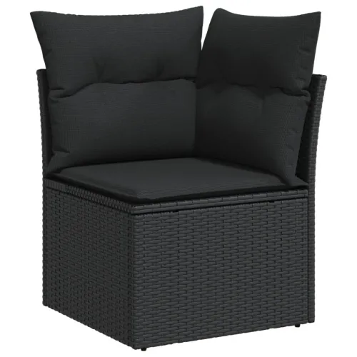 Vrtna garnitura - 8-dijelni set vrtnih sofa od poliratana s jastucima crni - Crna 1 stol + 3x srednja + kutna Cijena