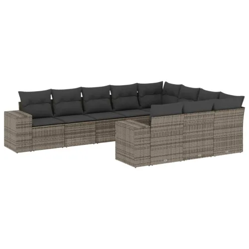 Vrtna garnitura - 10-dijelni set vrtnih sofa od poliratana s jastucima sivi - siva i tamnosiva Bez stola 1 Cijena