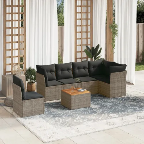 Vrtna garnitura - 7-dijelni set vrtnih sofa sivi od poliratana - siva i tamnosiva stol + 3x kutna + 3x srednja 1 Cijena