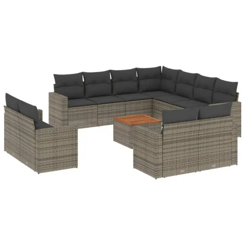 Vrtna garnitura - 12-dijelni set vrtnih sofa od poliratana s jastucima sivi - Siva 1 Siva Cijena