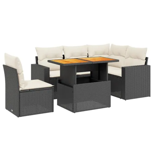 Vrtna garnitura - 6-dijelni set vrtnih sofa s jastucima crni od poliratana - Crna i krem stol + 2x srednja + 3x kutna 1 Cijena
