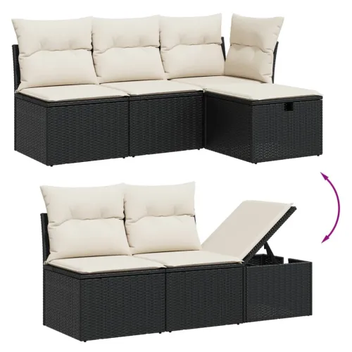 Vrtna garnitura - 9-dijelni set vrtnih sofa s jastucima crni od poliratana - Crna i krem bez spremišta 1 Cijena
