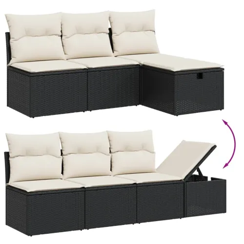 Vrtna garnitura - 9-dijelni set vrtnih sofa s jastucima crni od poliratana - Crna i krem bez spremišta 1 Cijena