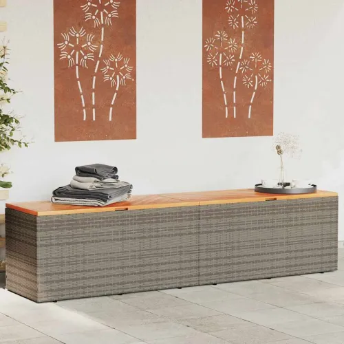 Vrtna kutija za pohranu siva 220x50x54 cm od poliratana i drva - Siva 220 x 50 x 54 cm Siva 220 x 50 x 54 cm Cijena