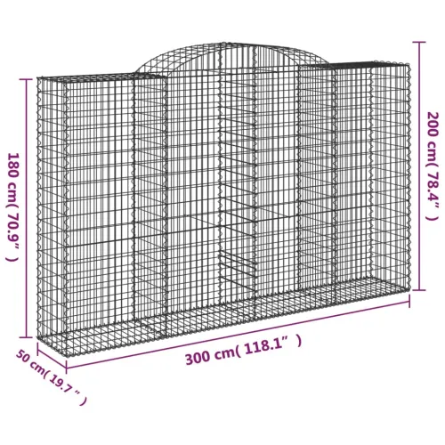 Lučne gabionske košare 9 kom 300x50x180/200cm pocinčano željezo - 300 x 50 x 180/200 cm 9 Cijena
