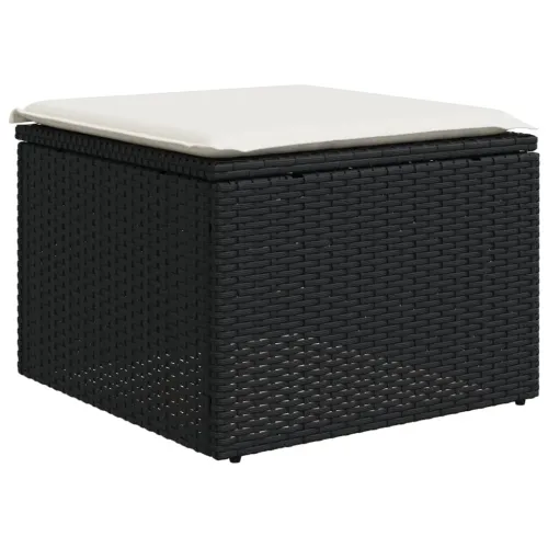 Vrtna garnitura - 9-dijelni set vrtnih sofa s jastucima crni od poliratana - Crna i krem Sa stolom 1 Cijena