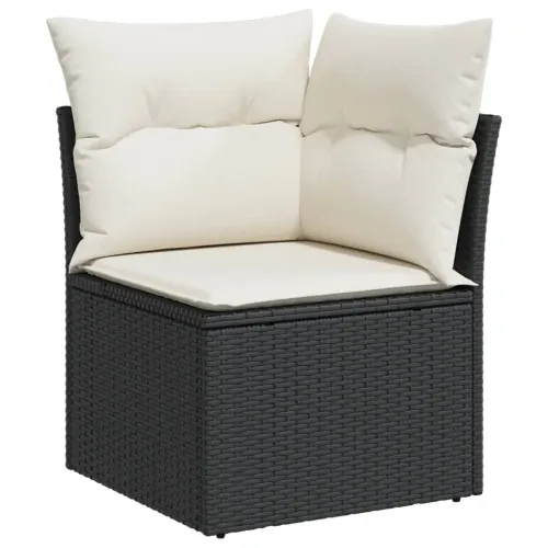 Vrtna garnitura - 11-dijelni set vrtnih sofa od poliratana s jastucima crni - Crna i krem Stakl 1 Cijena