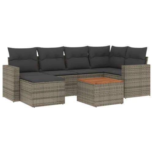 Vrtna garnitura - 7-dijelni set vrtnih sofa sivi od poliratana - siva i tamnosiva 1 Cijena