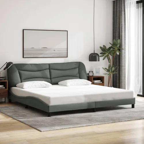 Okvir kreveta s LED-om bez madraca Hvar 200x200 cm od tkanine - Tamno siva 200 x 200 cm Tamno siva 200 x 200 cm Cijena