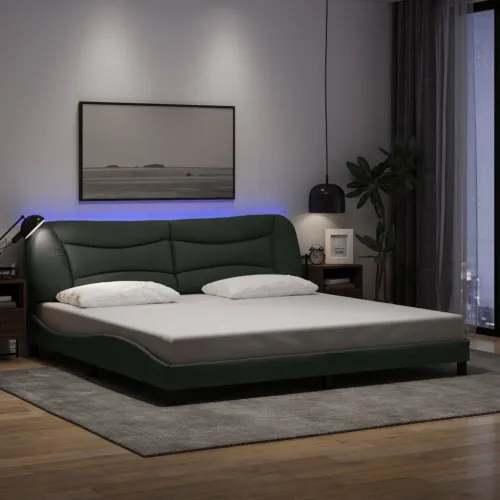 Okvir kreveta s LED-om bez madraca Hvar 200x200 cm od tkanine - Tamno siva 200 x 200 cm Tamno siva 200 x 200 cm Cijena