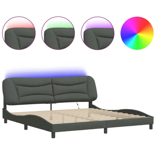 Okvir kreveta s LED-om bez madraca Hvar 200x200 cm od tkanine - Tamno siva 200 x 200 cm Tamno siva 200 x 200 cm Cijena
