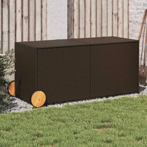 Vrtna kutija za pohranu s kotačima smeđa 283 L od poliratana - Smeđa 127 x 55 x 56/59.5 cm Smeđa 127 x 55 x 56/59.5 cm Cijena