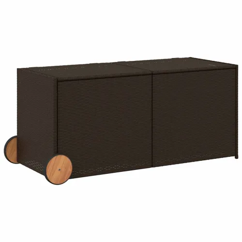 Vrtna kutija za pohranu s kotačima smeđa 283 L od poliratana - Smeđa 127 x 55 x 56/59.5 cm Smeđa 127 x 55 x 56/59.5 cm Cijena