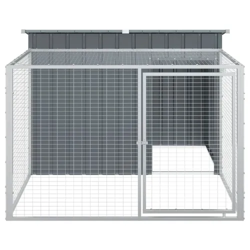 Kućica za pse s ograđenim prostorom antracit 153x194x110 cm pocinčani čelik - 153 x 194 x 110 cm Cijena