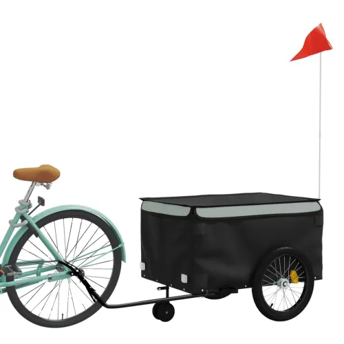 Prikolica za bicikl crno-siva 45 kg željezna - Siva 137 x 68 x 59 cm Cijena