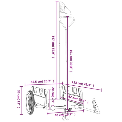Prikolica za bicikl plava od tkanine Oxford i željeza - Plava 123 x 52.5 x 33 cm Cijena