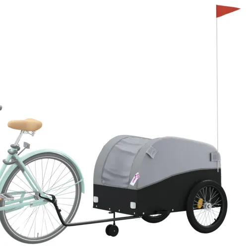Prikolica za bicikl crno-siva 45 kg željezna - Siva 68 x 133 x 68 cm Cijena