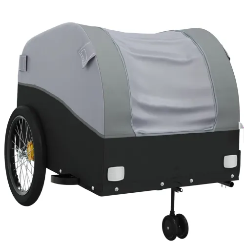 Prikolica za bicikl crno-siva 45 kg željezna - Siva 68 x 133 x 68 cm Cijena