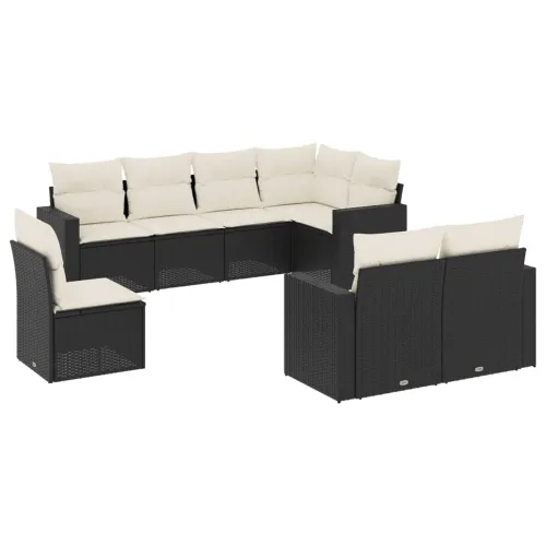 Vrtna garnitura - 8-dijelni set vrtnih sofa od poliratana s jastucima crni - Crna i krem 1 Bez stola Cijena