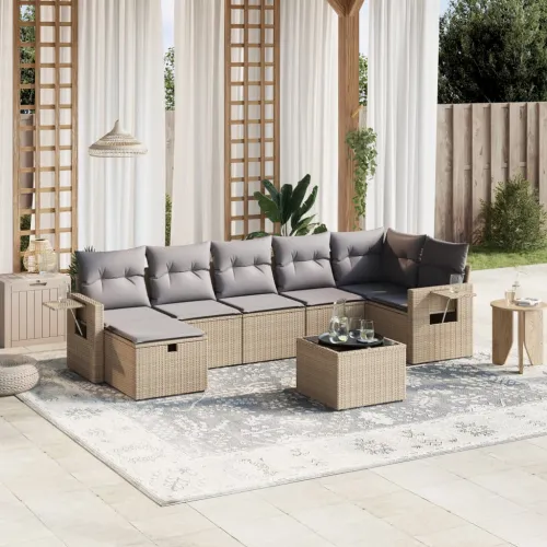 Vrtna garnitura - 8-dijelni set vrtnih sofa s jastucima bež od poliratana - bež i siva bez spremišta 8 Cijena