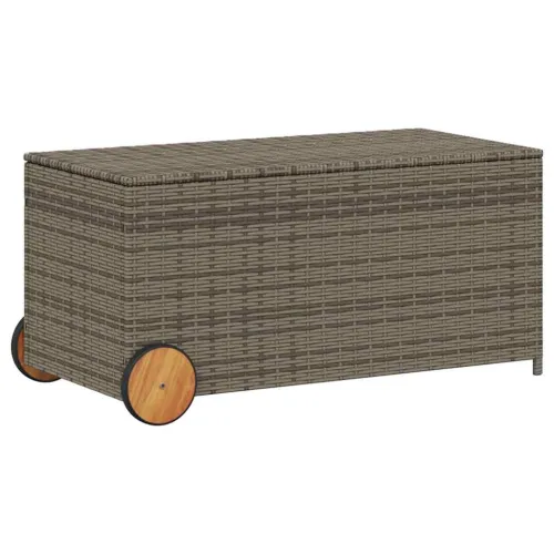Vrtna kutija za pohranu s kotačima siva 190 L od poliratana - Siva 107 x 55 x 50/53 cm Siva 107 x 55 x 50/53 cm Cijena