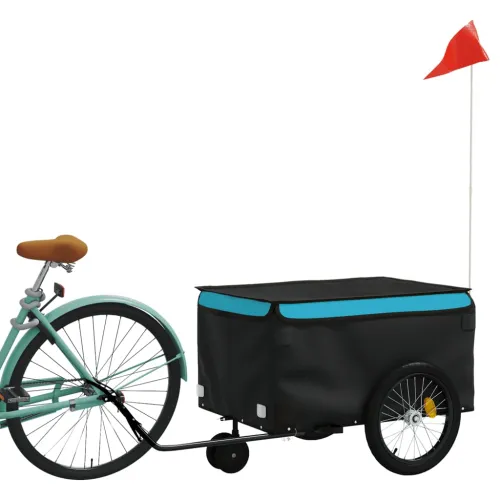 Prikolica za bicikl crno-plava 30 kg željezna - Plava 124 x 53 x 45 cm Cijena