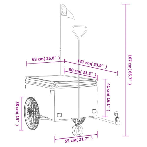 Prikolica za bicikl crno-plava 45 kg željezna - Plava 137 x 68 x 59 cm Cijena
