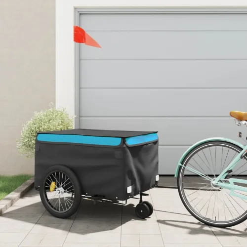 Prikolica za bicikl crno-plava 45 kg željezna - Plava 137 x 68 x 59 cm Cijena
