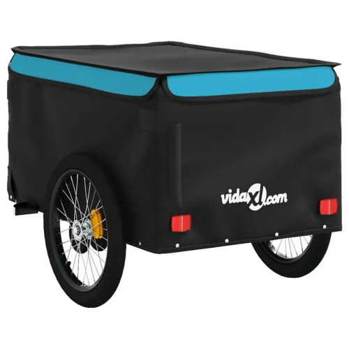 Prikolica za bicikl crno-plava 45 kg željezna - Plava 137 x 68 x 59 cm Cijena