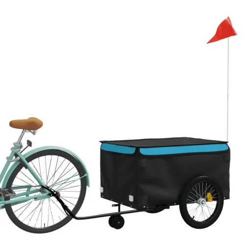 Prikolica za bicikl crno-plava 45 kg željezna - Plava 137 x 68 x 59 cm Cijena