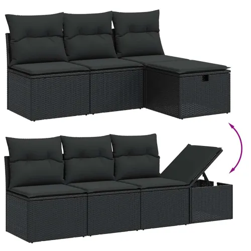 Vrtna garnitura - 7-dijelni set vrtnih sofa od poliratana s jastucima crni - Crna Bez stola 1 Cijena