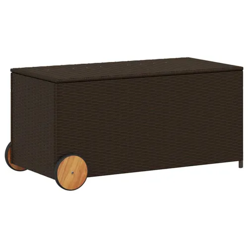 Vrtna kutija za pohranu s kotačima smeđa 190 L od poliratana - Smeđa 107 x 55 x 50/53 cm Smeđa 107 x 55 x 50/53 cm Cijena