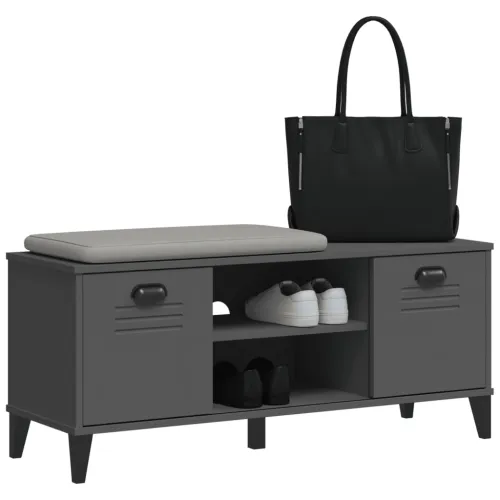 Klupa za cipele VIKEN antracit siva 106 x 35 x 45 cm drvena - Antracit siva Cijena
