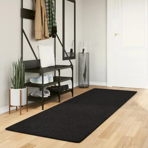 Tepih HUARTE kratkih vlakana mekani i perivi crni 80 x 250 cm - Crna 80 x 250 cm Cijena