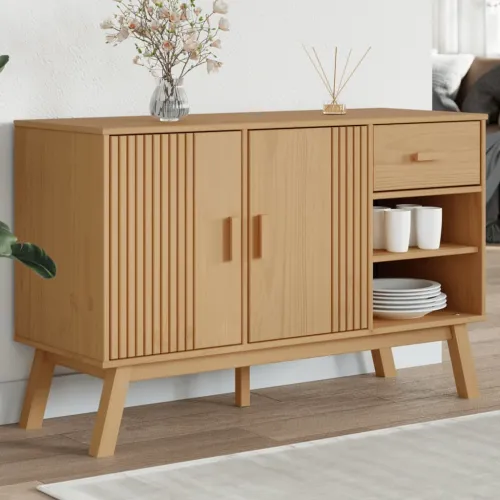 Komoda OLDEN smeđa 114 x 43 x 73,5 cm od masivne borovine - Smeđa 1 Smeđa Cijena