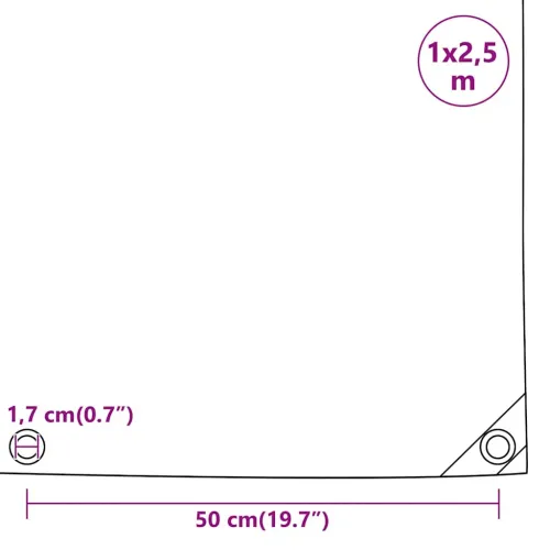 Cerada siva 1 x 2,5 m 650 g/m² - Siva 1 x 2.5 m 1 s ušicama Cijena