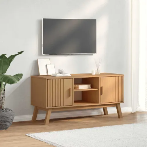 TV ormarić OLDEN smeđi 114 x 43 x 57 cm od masivne borovine - Smeđa Cijena