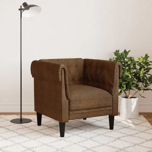 Fotelja Chesterfield smeđa od tkanine - Smeđa Sofa Cijena