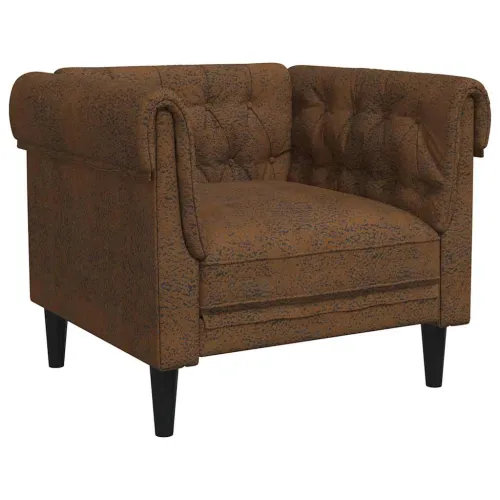 Fotelja Chesterfield smeđa od tkanine - Smeđa Sofa Cijena