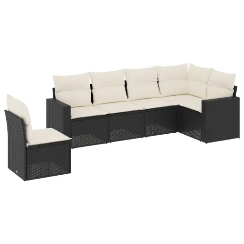 Vrtna garnitura - 6-dijelni set vrtnih sofa s jastucima crni od poliratana - Crna i krem 1 Bez stola Cijena