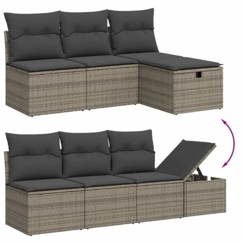 Vrtna garnitura - 7-dijelni set vrtnih sofa sivi od poliratana - Siva bez spremišta 7 Cijena