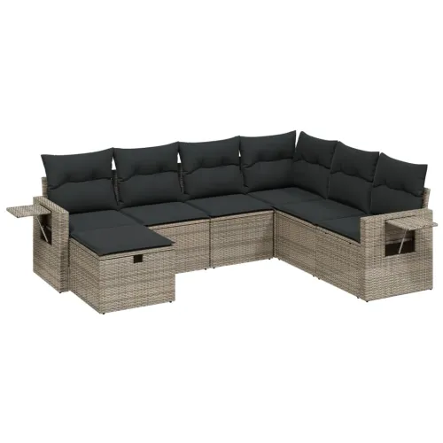 Vrtna garnitura - 7-dijelni set vrtnih sofa sivi od poliratana - Siva Bez stola 1 Cijena