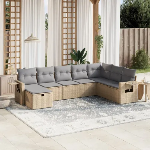 Vrtna garnitura - 8-dijelni set vrtnih sofa s jastucima bež od poliratana - bež i siva bez spremišta 8 Cijena